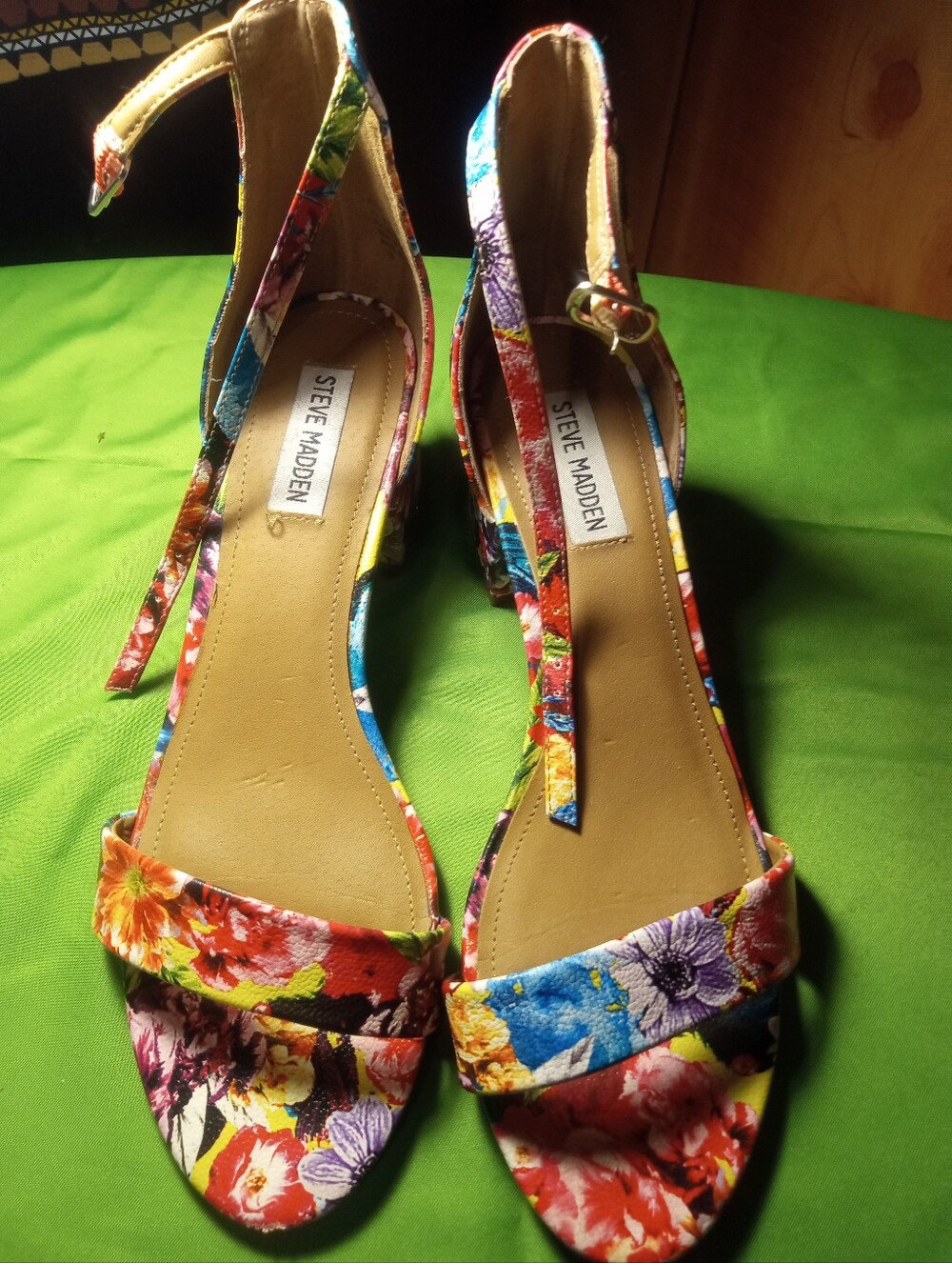 Steve Madden Floral Ankle-Strap Floral 4" Block Heels